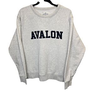 League Women's L Avalon Oatmeal Grey Crewneck Pullover Long Sleeve Sweater